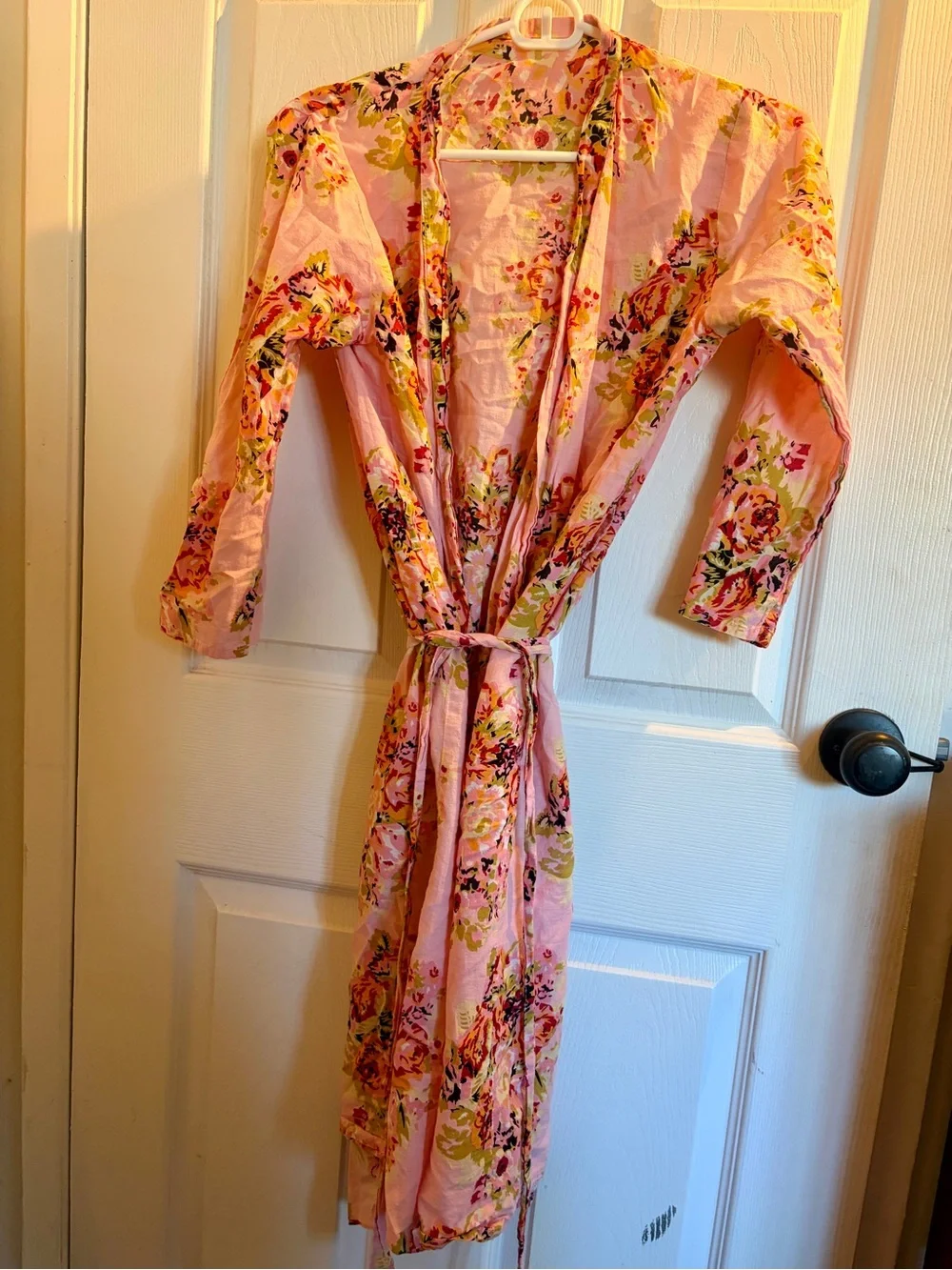 Floral Pink Kimono Robe — Lightweight Lounge Wrap